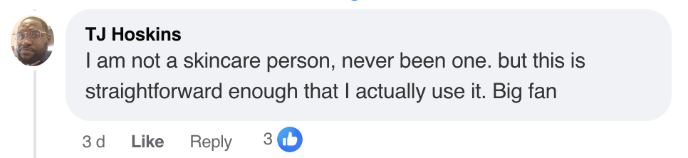 Customer comment about Southern Method skincare results 3