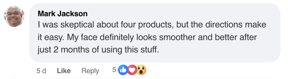Customer comment about Southern Method skincare results 1